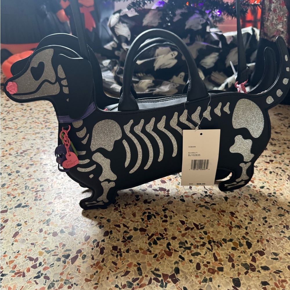 NWT Betsey Johnson Skeleton Dachshund Handbag